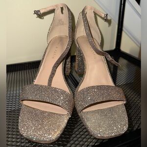 Kelly & Katie Gold Strappy Heels with Ankle Strap